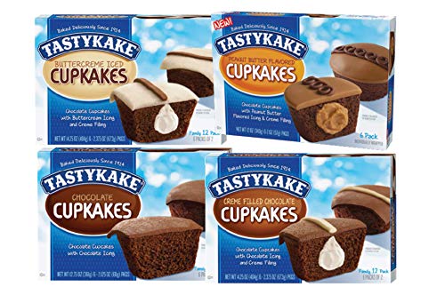 Tastykake Cupkakes in Your Choice of Four Varieties Family Size 12 Pack- A Philadelphia Baking Institution (Variety, 4 Pack)