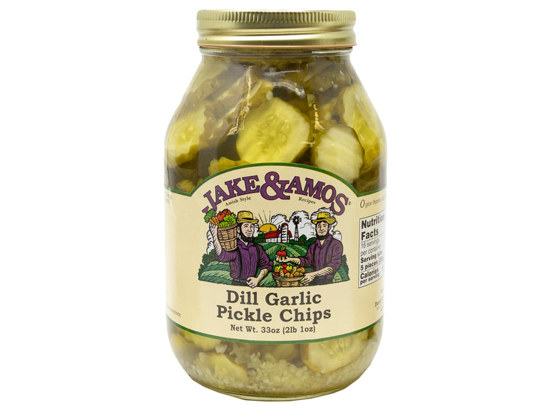 Jake & Amos Dill Garlic Pickle Chips, 2-Pack 33 oz. Jars