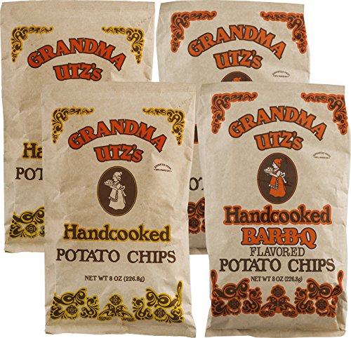 Grandma Utz's Handcooked Potato Chips Variety 4- Pack 8 oz. Bags (2 of Each)