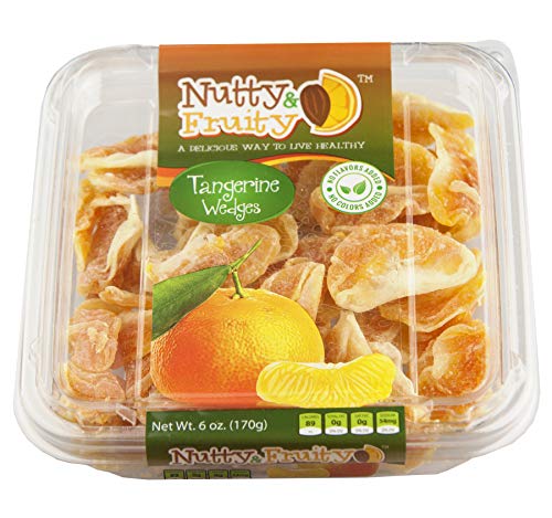 Nutty & Fruity Dried Fruit: Your Choice of Peaches, Strawberries, Cantalope or Tangerines- Two Packages (Tangerines 7oz.)
