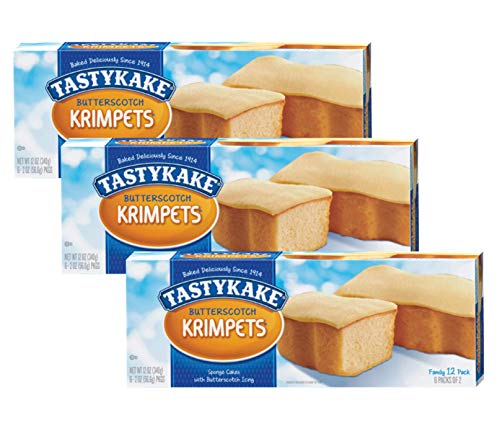 Tastykake Butterscotch or Jelly Krimpets Family Size 12 Pack- A Philadelphia Baking Institution (Butterscotch Krimpets, 3 Pack)