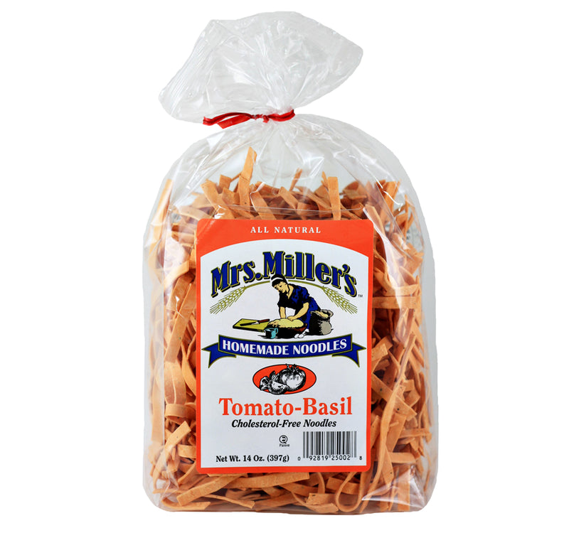 Mrs. Miller's Homemade Garlic Parsley, Tomato Basil & Broccoli Carrot Cholesterol-Free Noodles Variety Pack (1- 14 oz. Bag of Each)