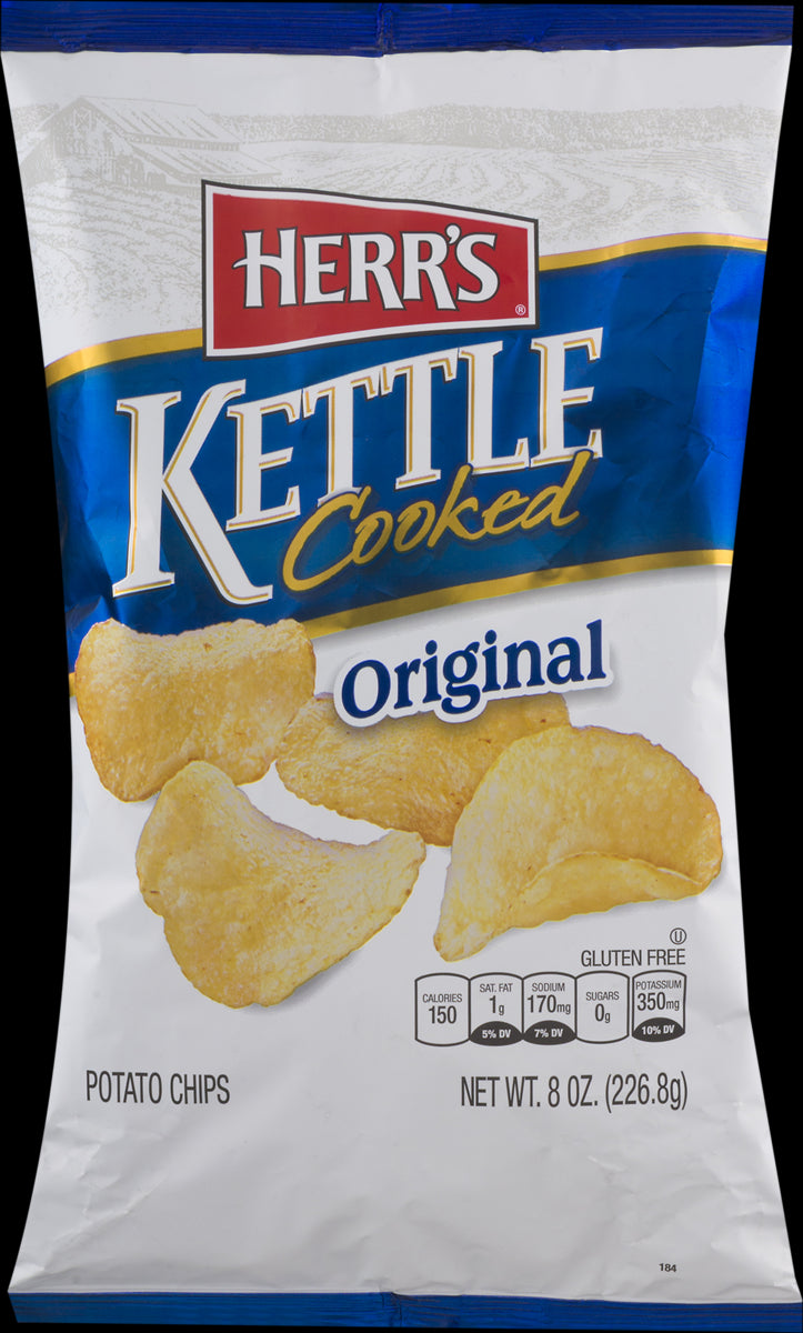 Herr's Kettle Cooked Potato Chips Original - 8 Oz. Bag (4 Bags)