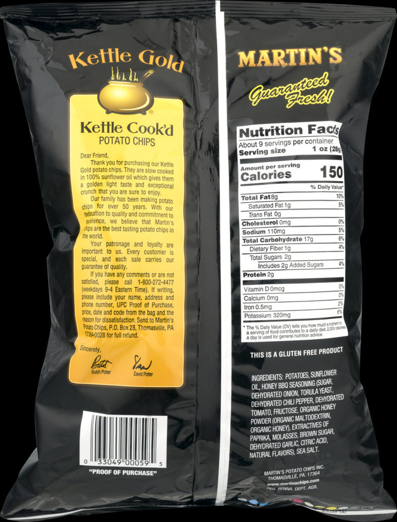 Martin's Kettle Gold Potato Chips Honey BBQ 8.5 oz. Bag (3 Bags)