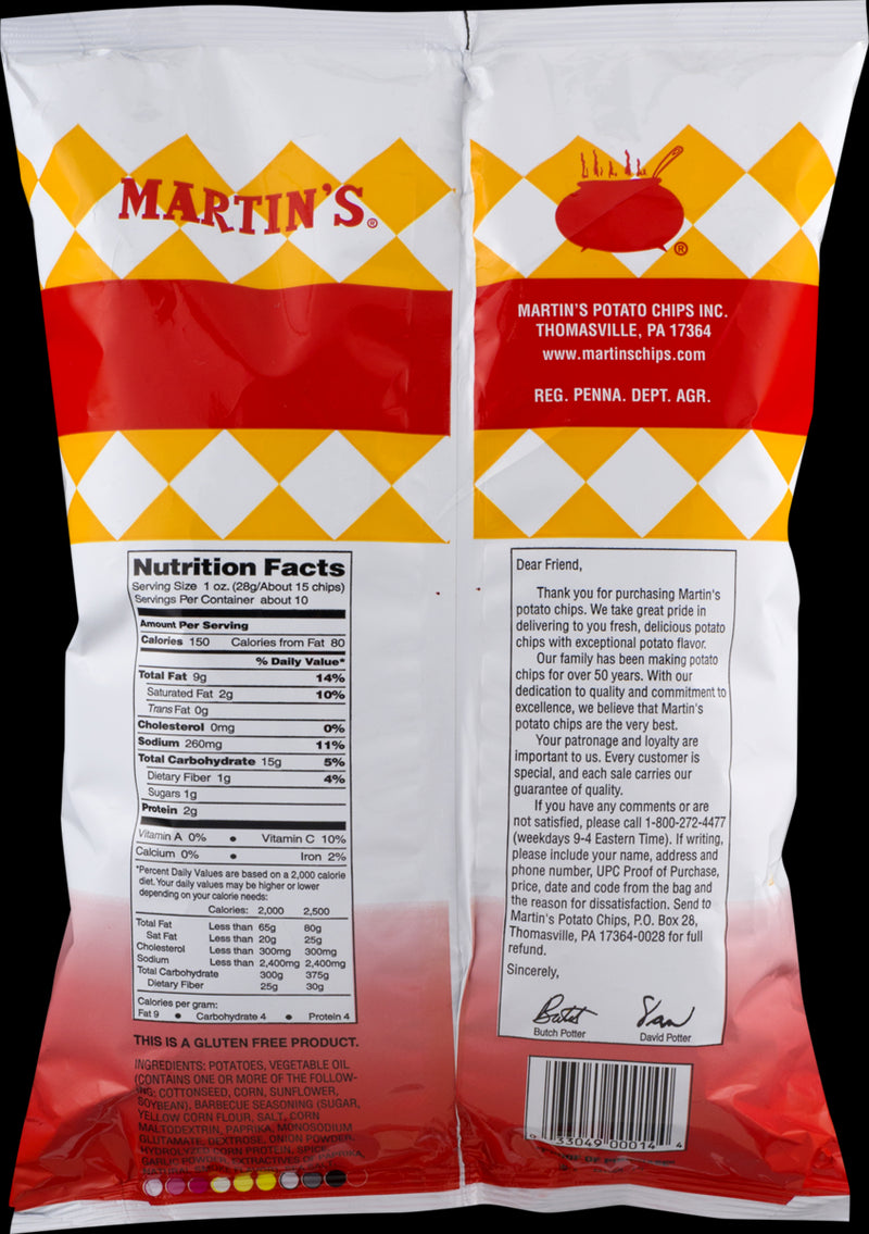 Martin's Bar-B-Q Waffle Potato Chips 9.5 oz. Bag  (3 Bags)