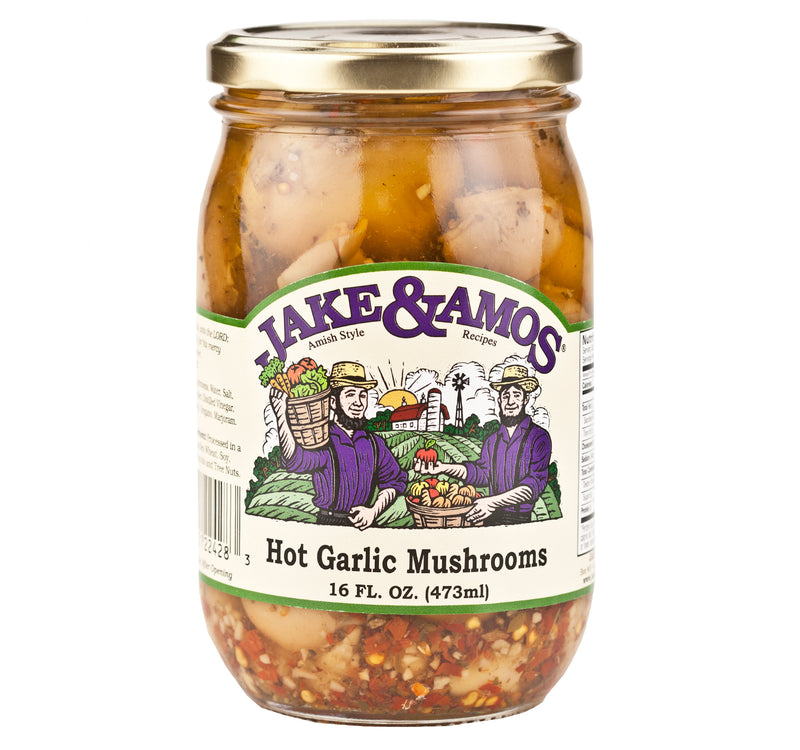 Jake & Amos Hot Garlic Mushrooms 16 oz. Jar (2 Jars)