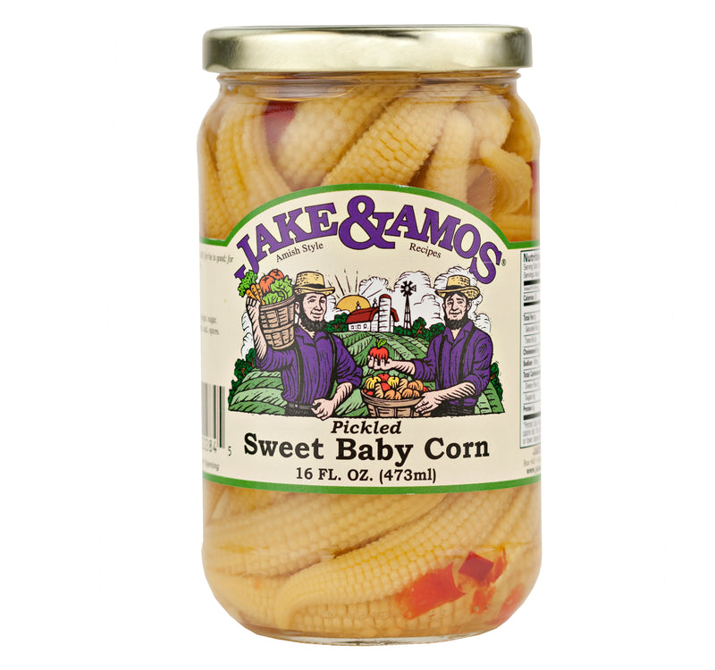 Jake & Amos Pickled Sweet Baby Corn 16 oz. Jar (2 Jars)