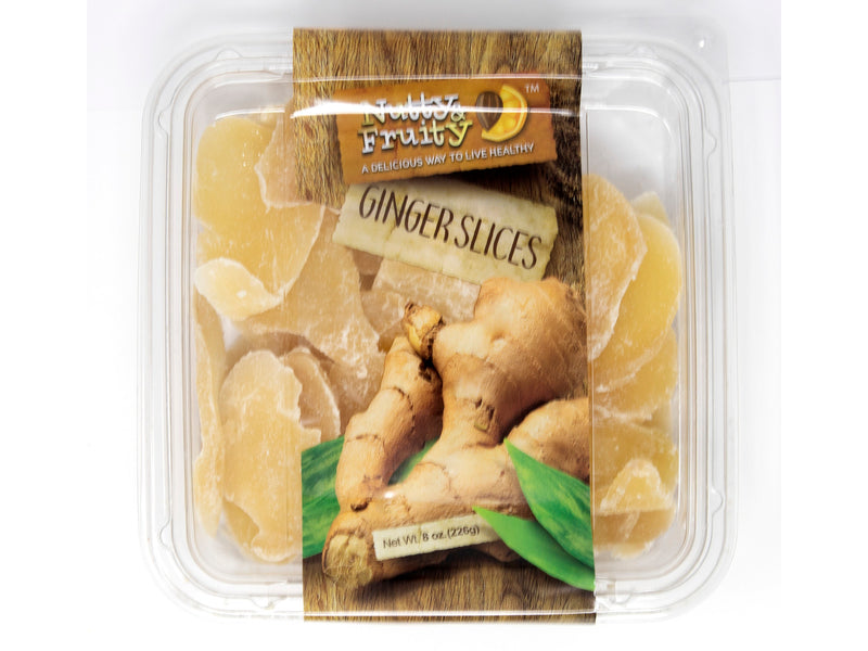 Nutty & Fruity Dried Ginger Slices, A Great On-The-Go Snack, 2-Pack 8 oz. Trays