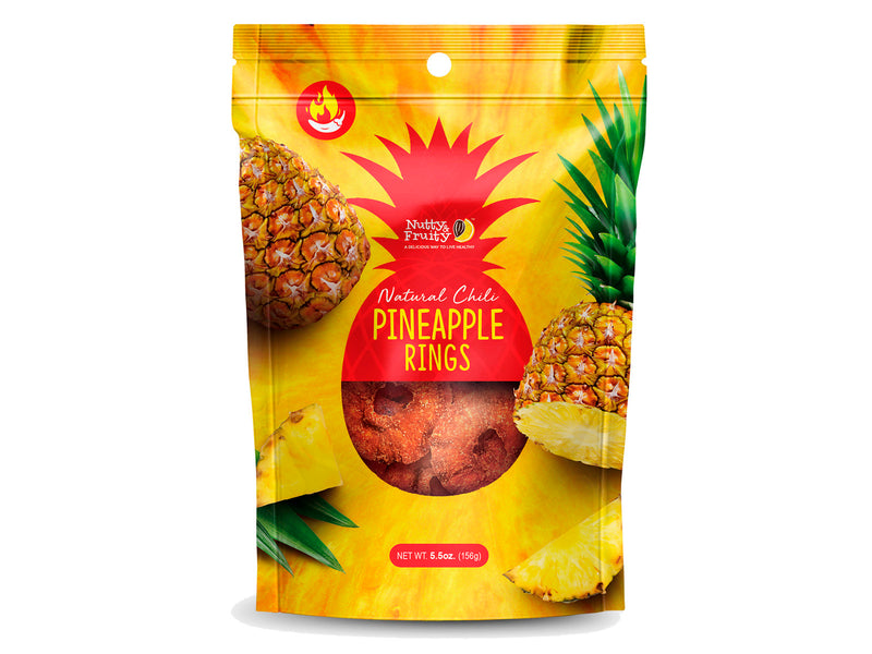 Nutty & Fruity Dried Chili Seasoned Pineapple Rings, 2-Pack 6 oz. Pouches