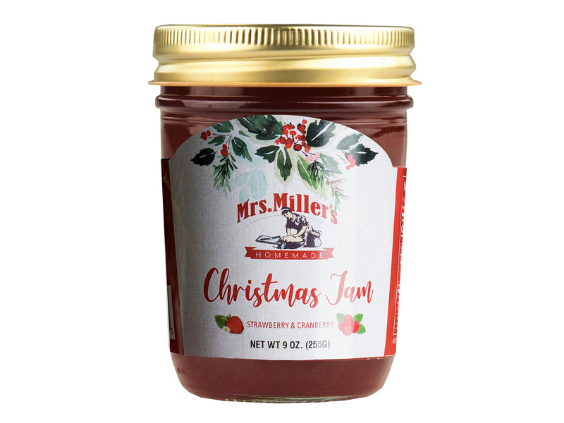 Mrs. Miller's Homemade Christmas (Cranberries & Strawberries) Jam, 9 oz. Jars