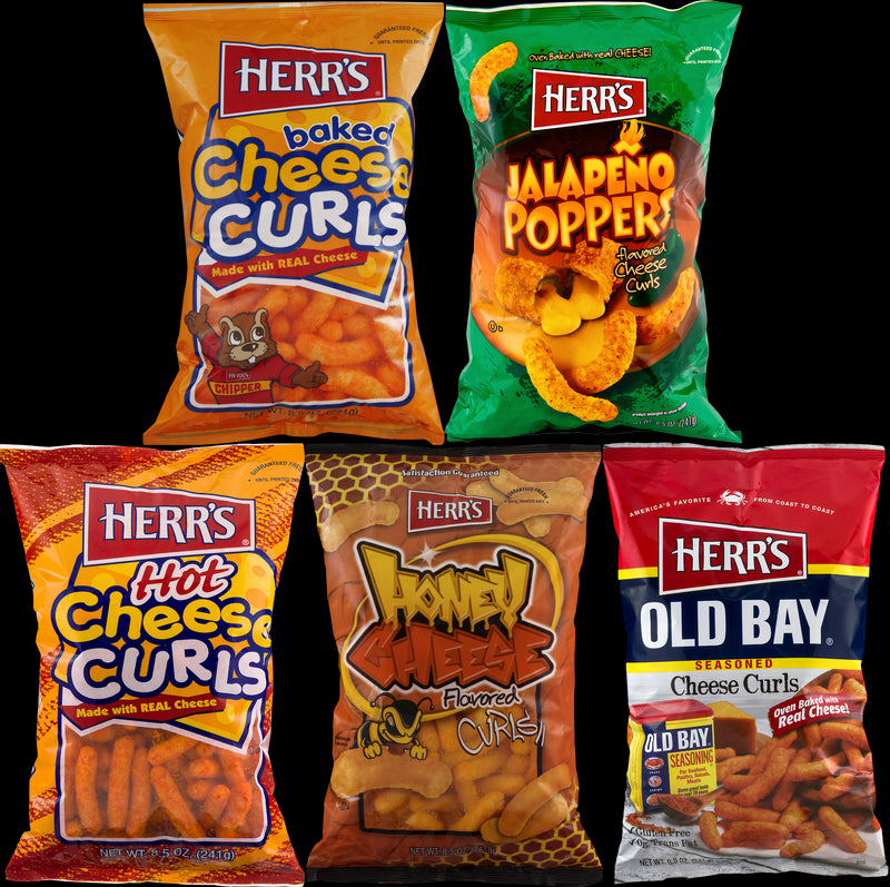 Herr's Baked Cheese, Jalapeno, Hot, Honey & Old Bay Cheese Curls Variety 5-Pack