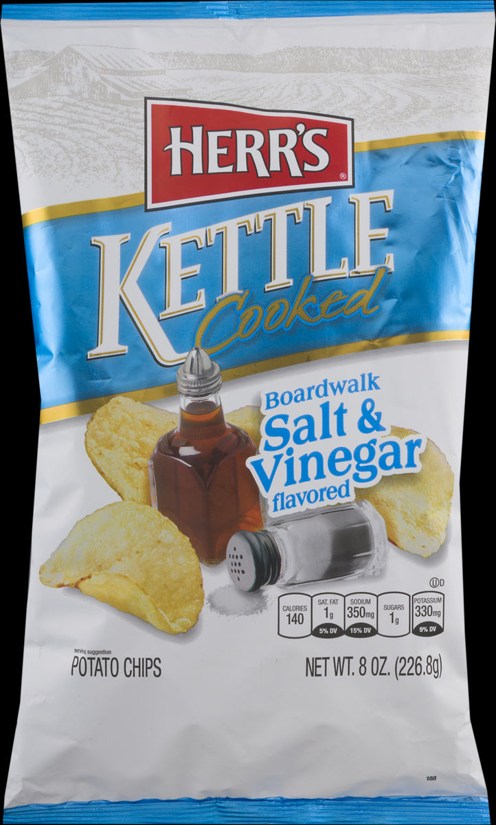 Herr's Kettle Cooked Boardwalt Salt & Vinegar Potato Chips 7.5 oz. (3 Bags)