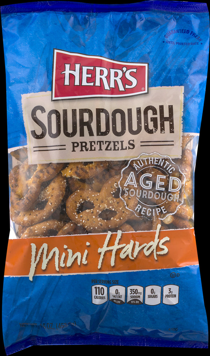 Herr's Authentic Aged Sourdough Mini Hards Pretzels- 16 oz. Bag (4 Bags)