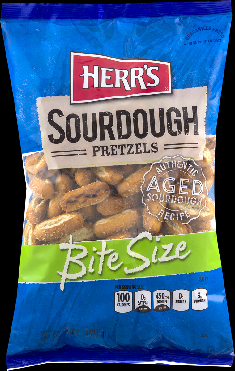 Herr's Authentic Aged Sourdough Bites Pretzels- 16 oz. Bag (3 Bags)