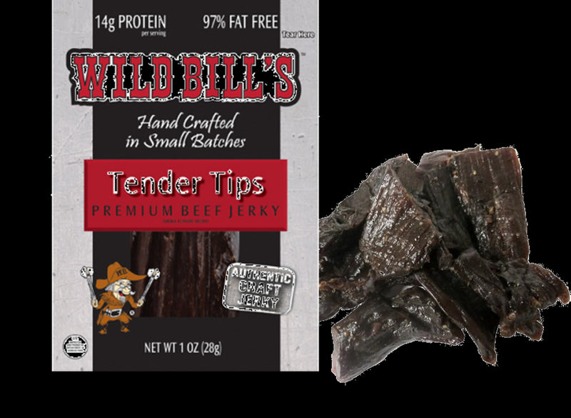 Wild Bill's Hickory Smoked  Beef Jerky Tender Tips- 1 oz. Bag 6-Pack