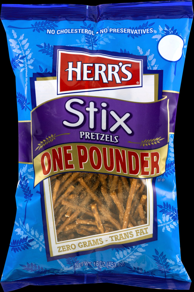 Herr's Stix One Pounder Pretzels- No Cholesterol, No Preservatives- 4 Bags
