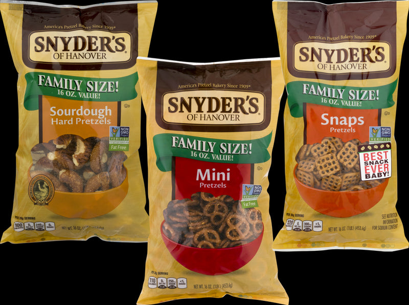 Snyder's of Hanover Family Size Pretzels 16 oz. Bags (Variety, 3 Bags)