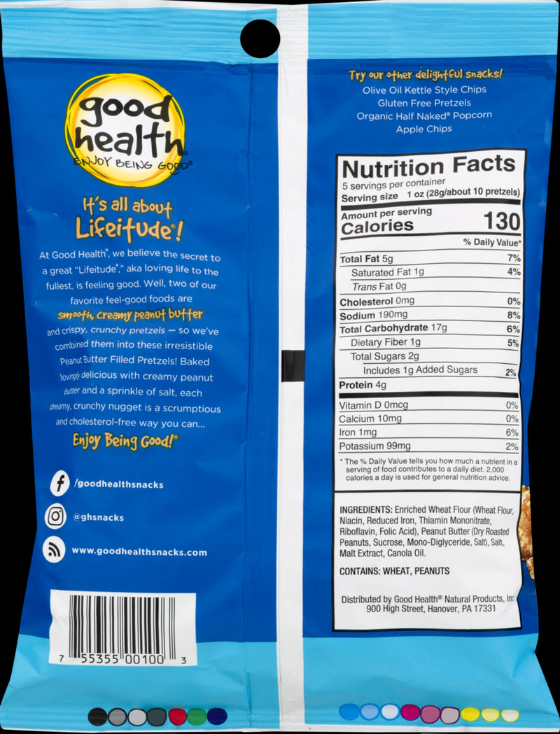 Good Health Peanut Butter Filled Salted Pretzels 5 oz. Bags (3 Bags)