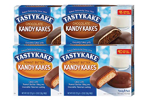 Tastykake Chocolate or Peanut Butter Kandy Kakes Family Size 6 Pack- A Philadelphia Baking Institution (Variety Pack, 4 Pack)