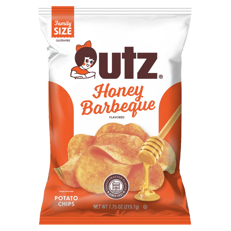 Utz Quality Foods Honey BBQ Flavored Potato Chips, 7.75 oz. Family Size Bags