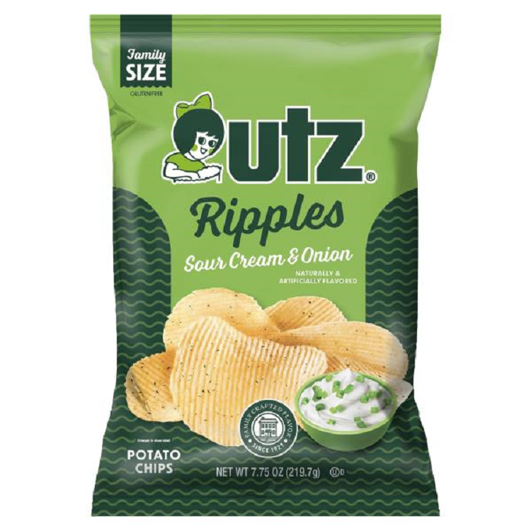 Utz Quality Foods Sour Cream & Onion Ripples Potato Chips, 7.75 oz. Family Size Bags