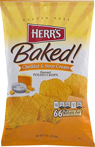 Herr's Baked Potato Crisps- Available in Four Delicious Varieties (Cheddar & Sour Cream, 3 Bags)