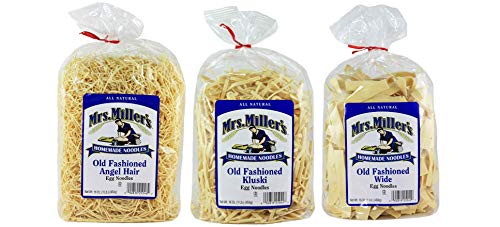 Mrs. Miller's Old Fashioned Angel Hair, Kluski and Wide Egg Noodles Variety Pack (1- 16 oz. Bag of Each)