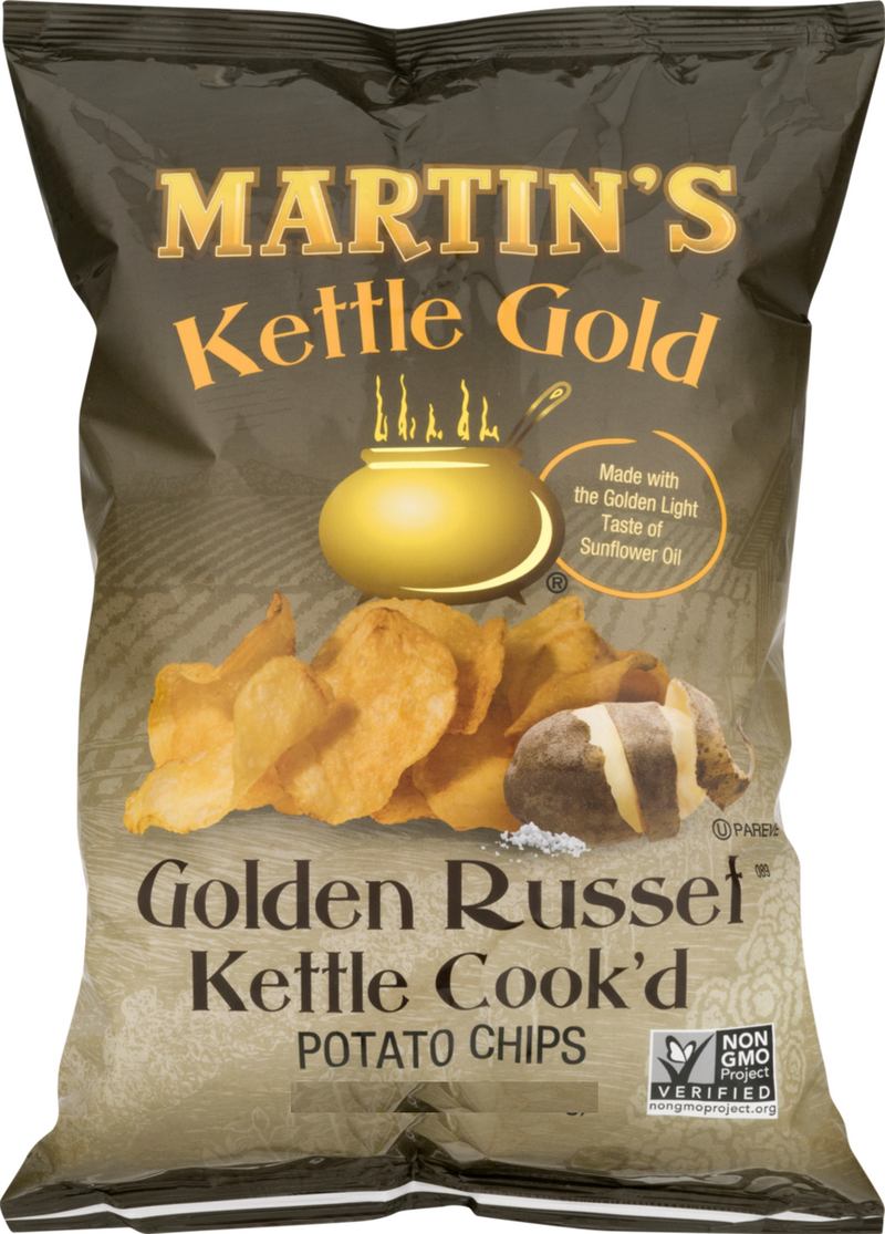 Martin's Kettle Gold Kettle Cook'd Golden Russet Potato Chips, 8 oz. Bags