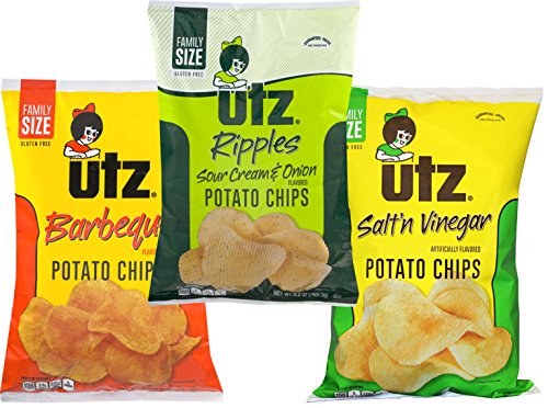 Utz Quality Foods Family Size Variety 3- Pack Potato Chips (BBQ, Sour Cream & Onion, Salt & Vinegar)