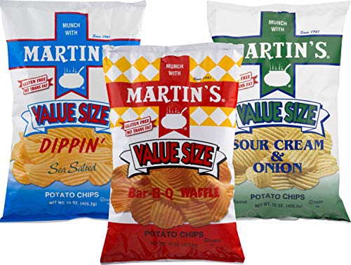 Martin's B-B-Q Waffle, Sour Cream & Onion & Dippin' Potato Chip Value Size Variety 3-Pack
