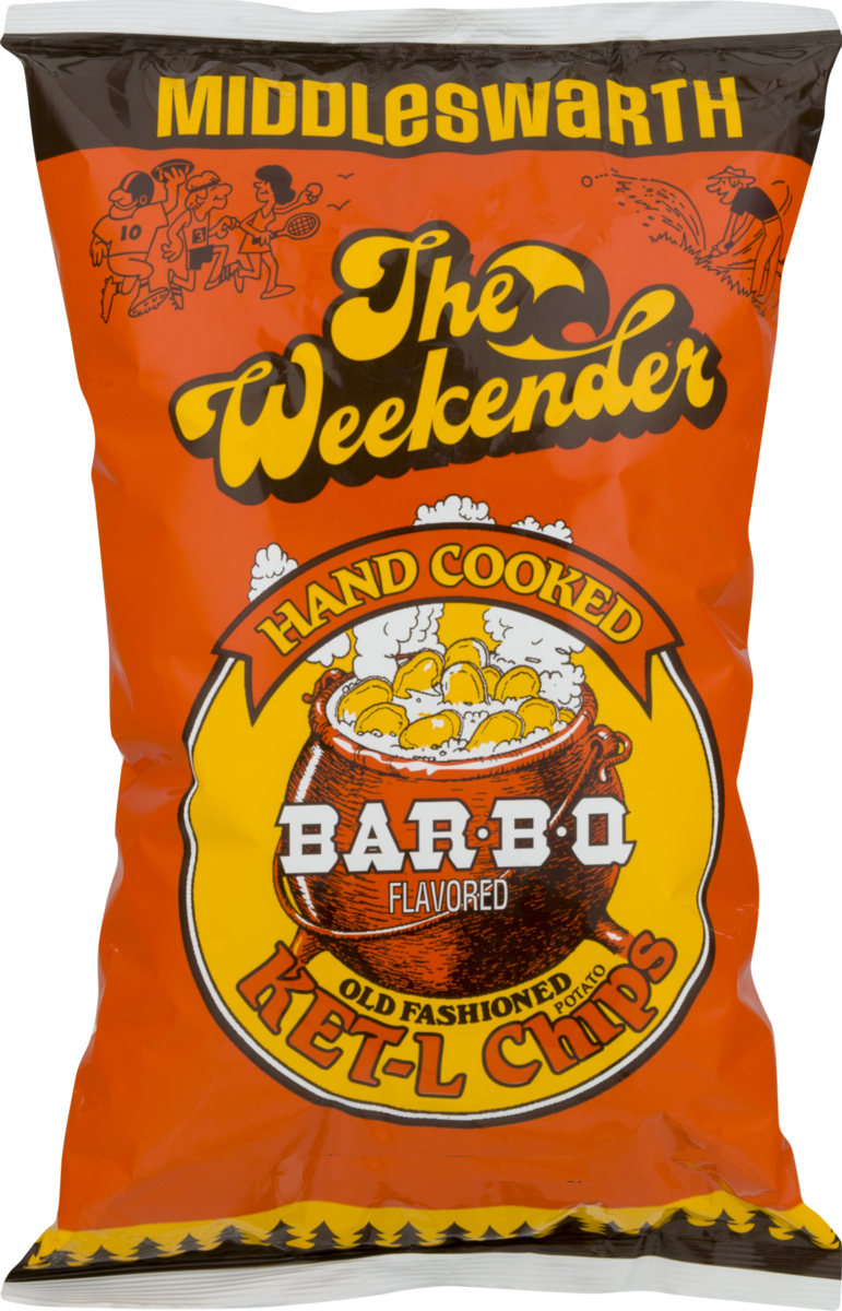 Middleswarth Hand Cooked Old Fashioned KET-L Potato Chips Bar-B-Q Flavored The Weekender, 4-Pack 9 oz. Bags
