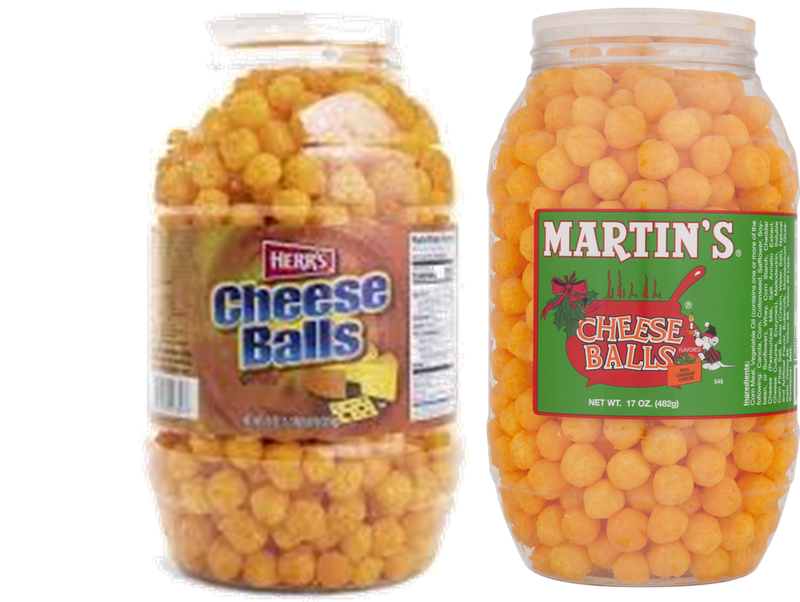Herr's Cheese Ball Barrel and Martin's Cheese Ball Barrel Variety 2-Pack