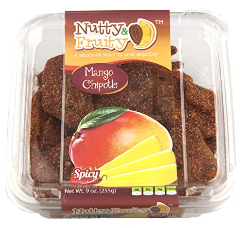 Nutty & Fruity Dried Mango or Chipotle Seasoned Dried Mango Slices- Two Packages (Chipotle Mango 9oz.)