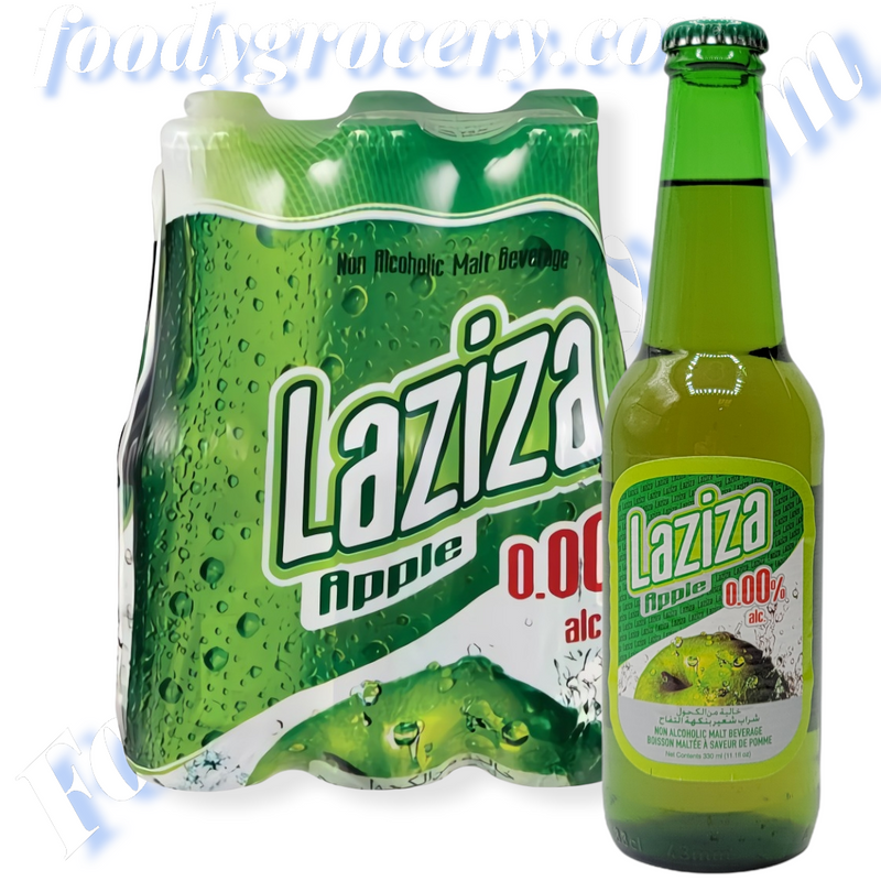 Laziza Apple Flavored Non Alcoholic Malt Beverage, Product of Lebanon, 8.45 fl. oz. (330ml) Bottles