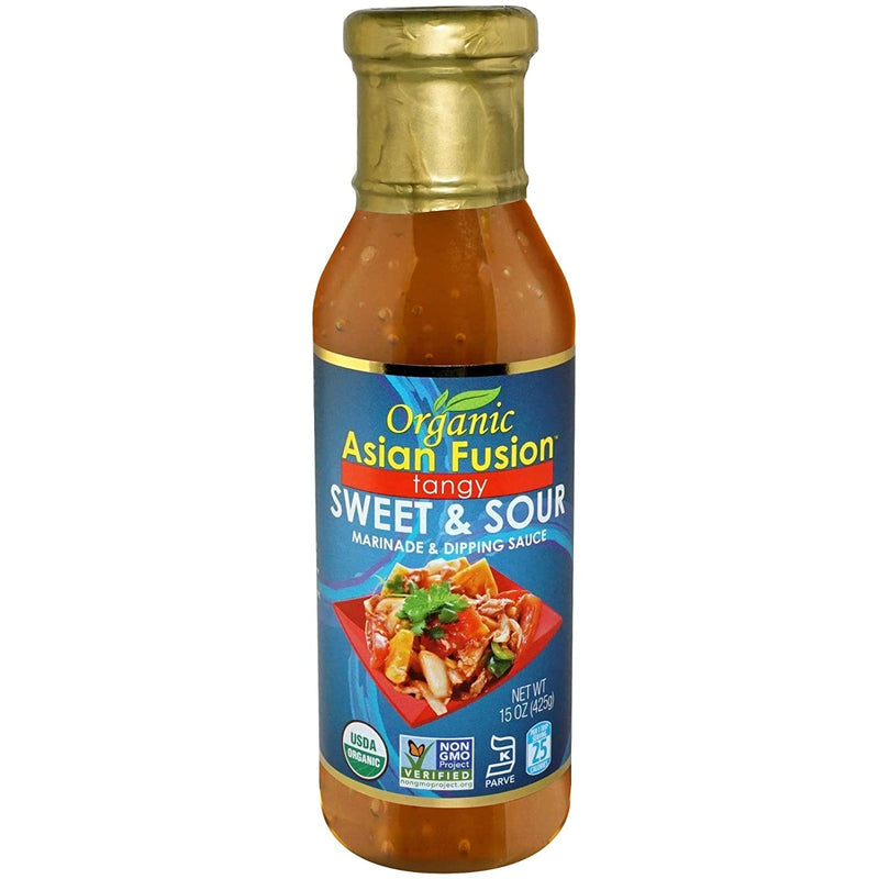 Asian Fusion Organic Tangy Sweet & Sour Marinade & Dipping Sauce, Non GMO Verified, 2-Pack 15 fl. oz. Bottles