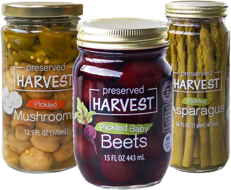 Preserved Harvest Pickled Asparagus, Pickled Baby Beets & Pickled Mushrooms, Variety 3-Pack
