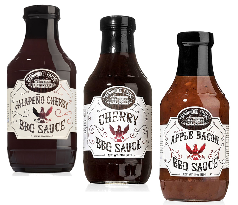 Brownwood Farms BBQ Sauce: Cherry, Jalapeno Cherry & Apple Bacon Variety 3-Pack