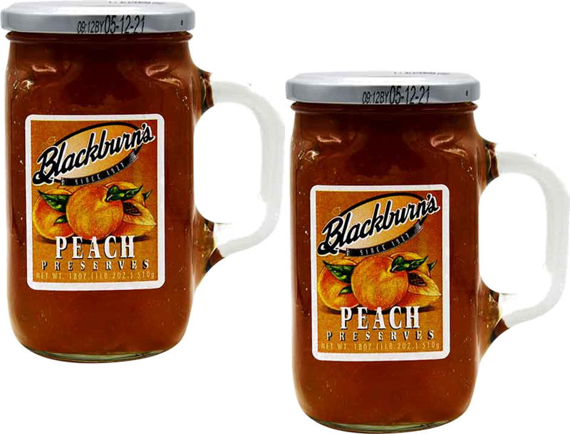 Blackburn's Peach Fruit Preserves with Reuseable Mug, 2-Pack 18 oz. Jars
