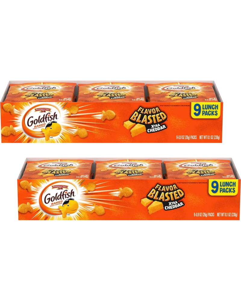 Pepperidge Farm Goldfish, Flavor Blasted Xtra Cheddar Crackers, 2-Pack 9 Count Lunch Packs