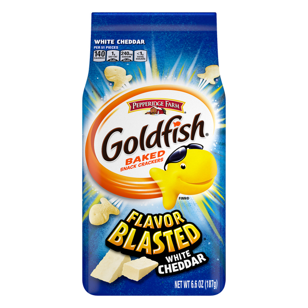 Pepperidge Farms Goldfish Flavor Blasted White Cheddar Crackers, 3-Pack 6.6 oz. Bag