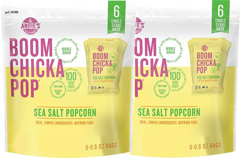 Angie's BOOMCHICKAPOP Popcorn, 2-Pack  6 Count Bags Sea Salt