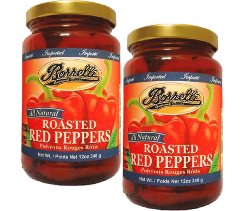 Borrelli Gourmet Foods All Natural Roasted Red Peppers, 2-Pack 12 oz. Jars