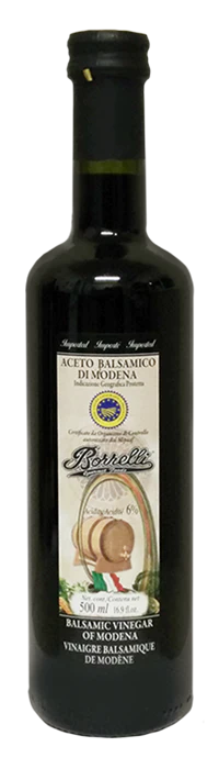 Borrelli Gourmet Foods Balsamic Vinegar of Modena, Italy- 2-Pack 16.8 fl. oz. (500ml) Bottles