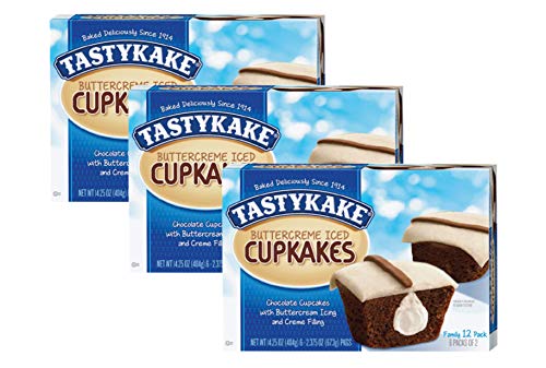 Tastykake Iced Buttercreme Cupkakes Family Size 12 Pack- 3 Boxes