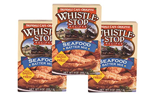 Whistle Stop Cafe Recipes Batter Mix for Chicken or Seafood, Baked or Fried- Three 9 oz. Boxes (Seafood)