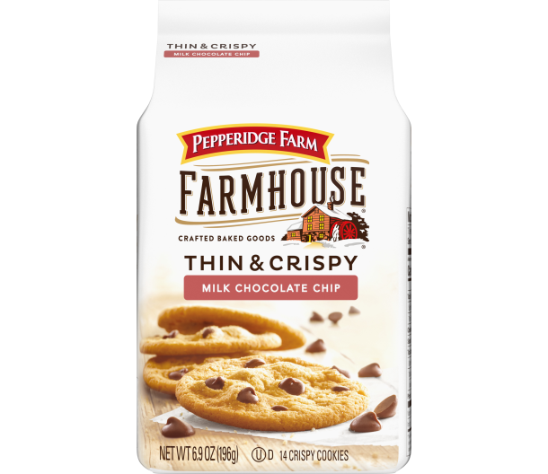 Pepperidge Farm Thin & Crispy Milk Chocolate Chip Farmhouse Cookies, 3-Pack