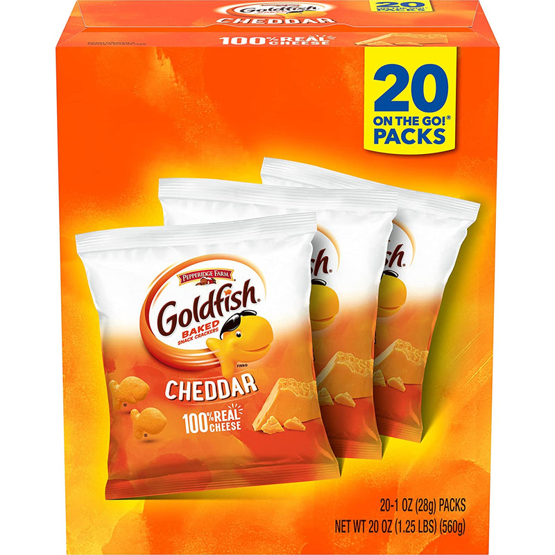 Pepperidge Farm Goldfish Cheddar Crackers, 20 Count Snack Packs