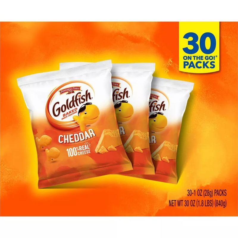 Pepperidge Farm Goldfish Cheddar Crackers, 30 Count Snack Packs