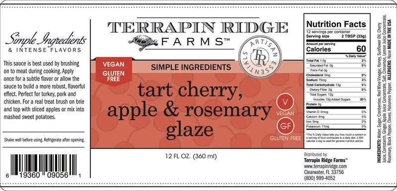 Terrapin Ridge Farms Gourmet Glaze, Tart Cherry, Apple & Rosemary, 2-Pack 12 oz. Bottles
