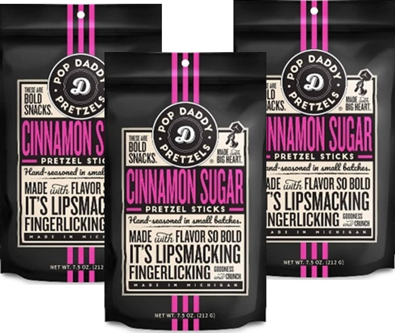 Pop Daddy Cinnamon Sugar Gourmet Pretzel Sticks, 3-Pack 7.5 oz. Bags